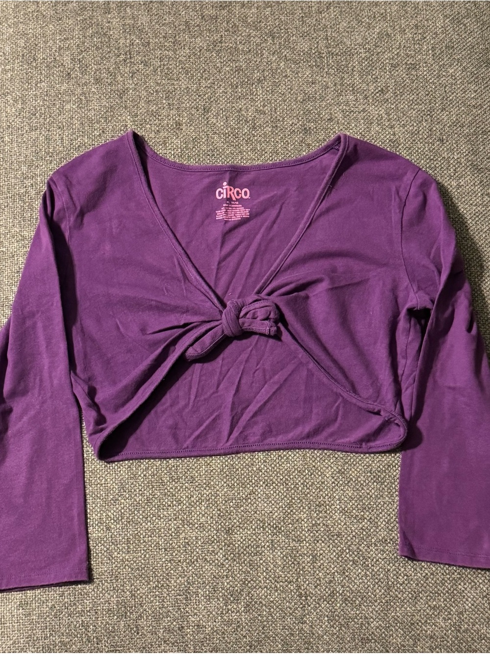 Circo Violet Front-Knot Cropped Long-Sleeve Top Size XL Girls